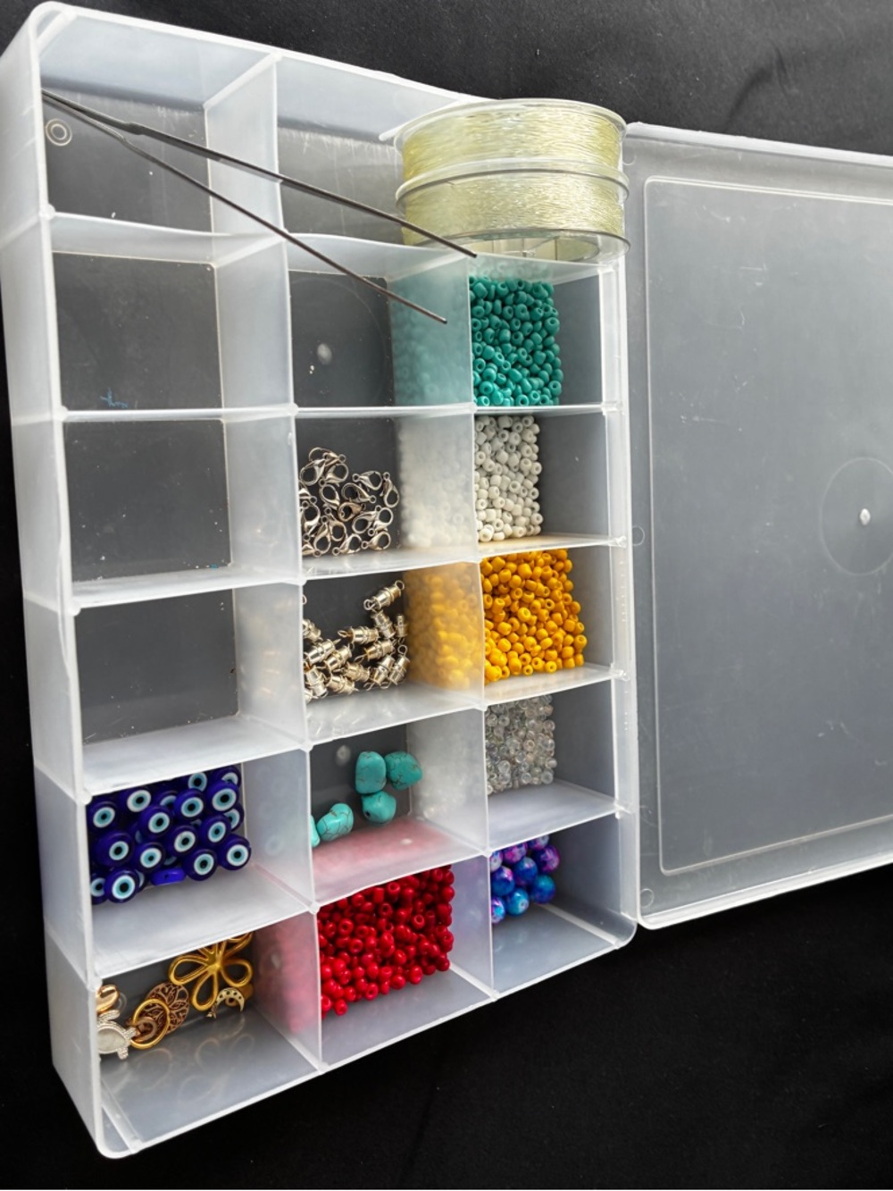 Complete Jewelry Making Kit - Beads, Elastic, Clasps & Charms